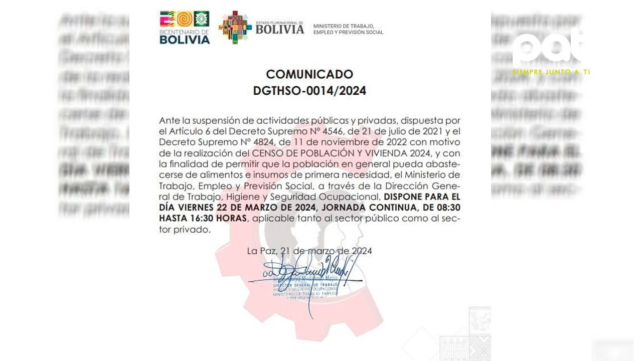 Ministerio establece horario continuo para este viernes, para la preparación del fin de semana censal