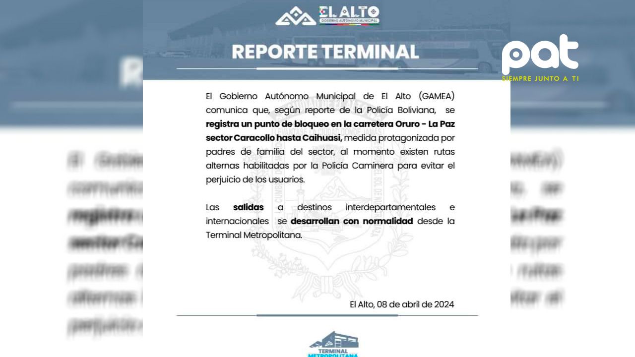 Punto de bloqueo en la carretera Oruro - La Paz sector Caracollo hasta Caihuasi