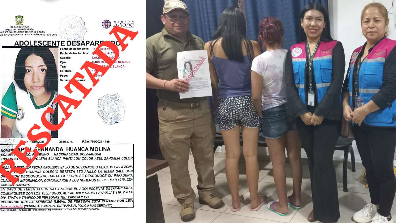 FELCC rescata a menor desaparecida en el Plan 3000