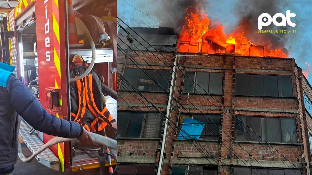 Incendio devora el último piso de un edificio en La Paz