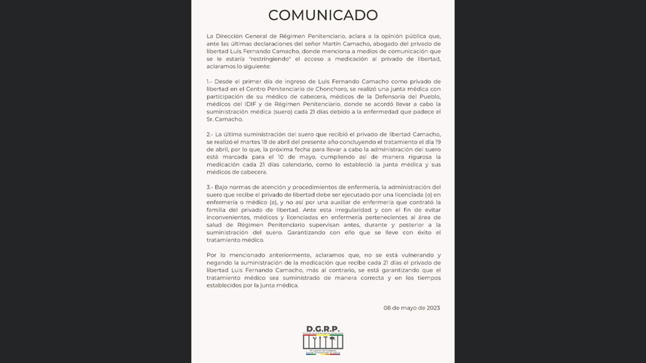 Emiten respuesta a las  declaraciones del abogado de  Luis Fernando Camacho