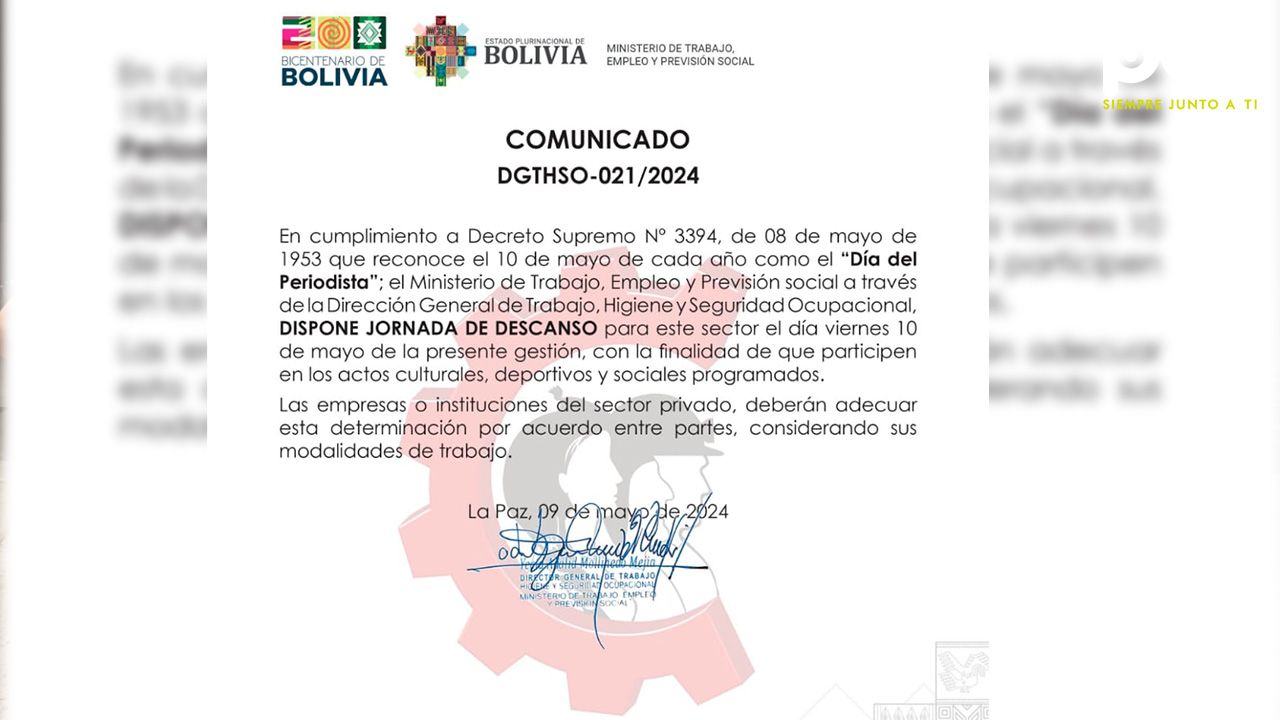 Ministerio de Trabajo dispone jornada de descanso para celebrar el Día del Periodista