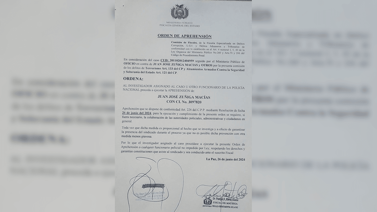   Ministerio Público emite Orden de Aprehensión por Delitos de Terrorismo y Alzamientos Armados