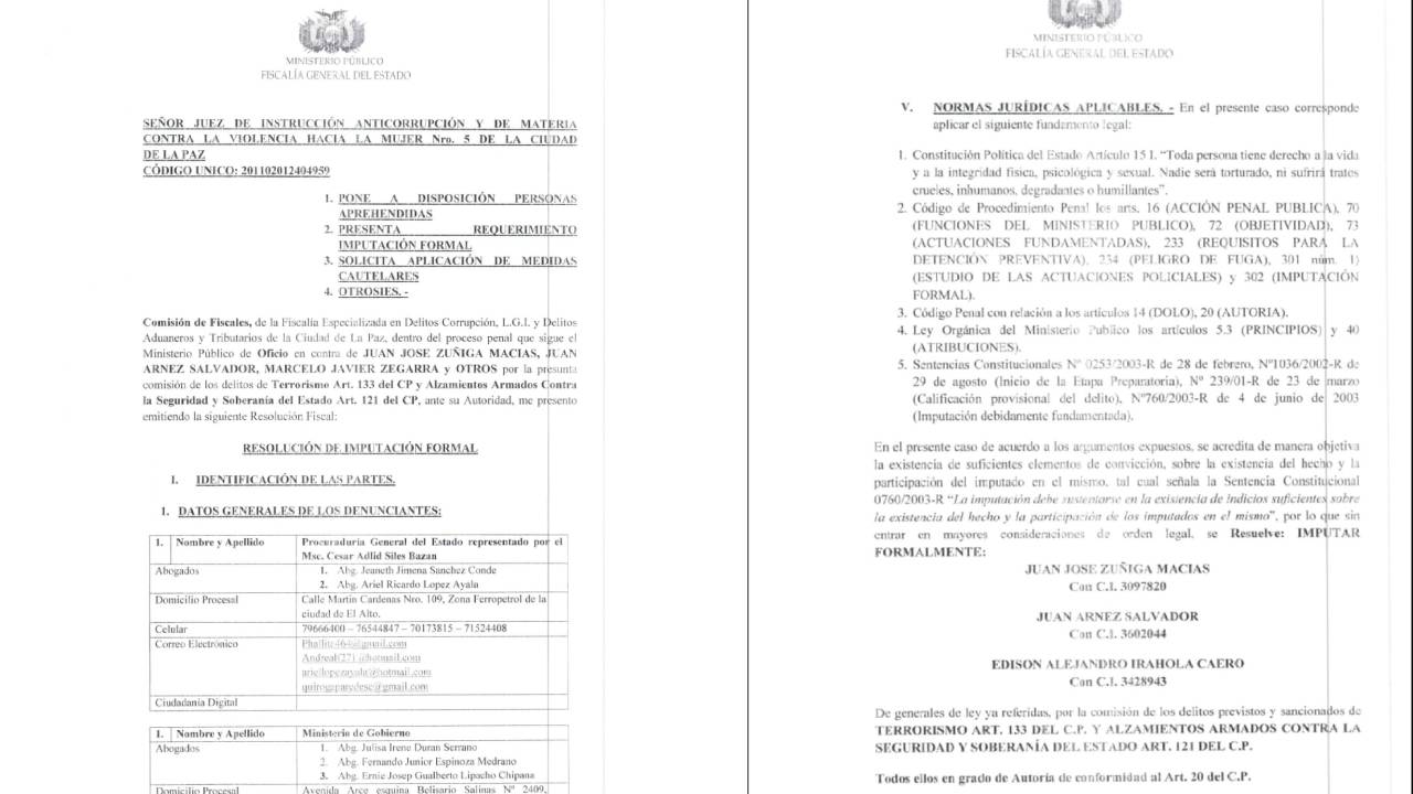 Excomandantes del Ejército imputados por alzamiento armado y terrorismo