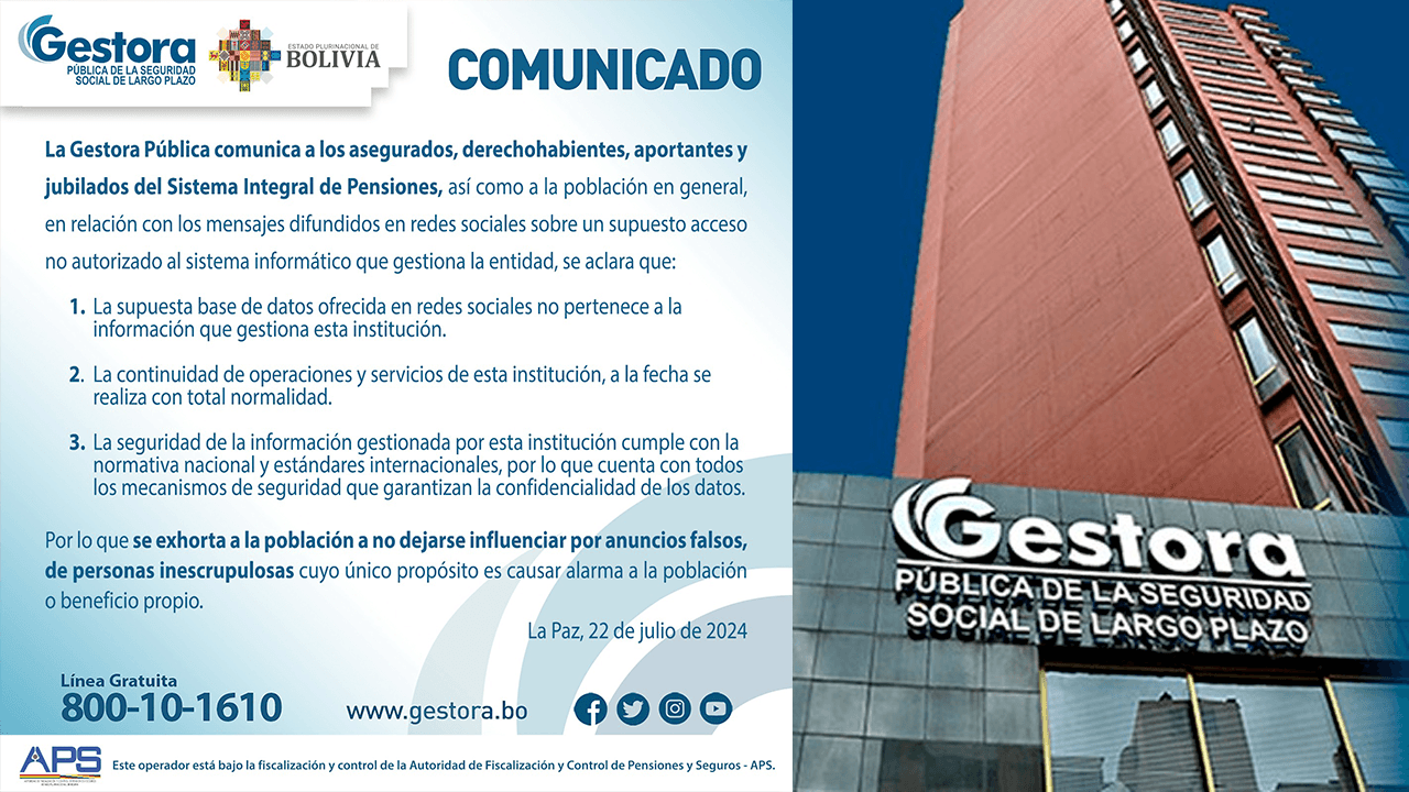 Gestora desmiente rumores de hackeo y garantiza seguridad de datos