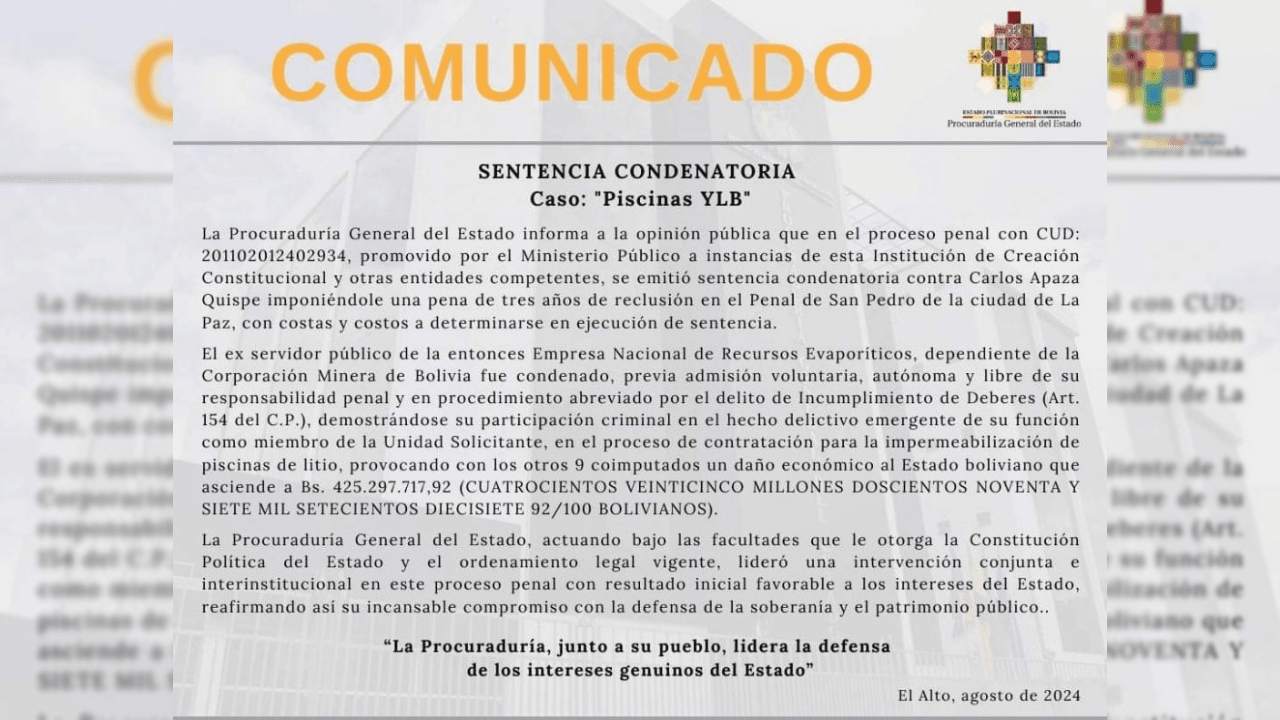 Condenan a exfuncionario por corrupción en proyecto de litio en Uyuni