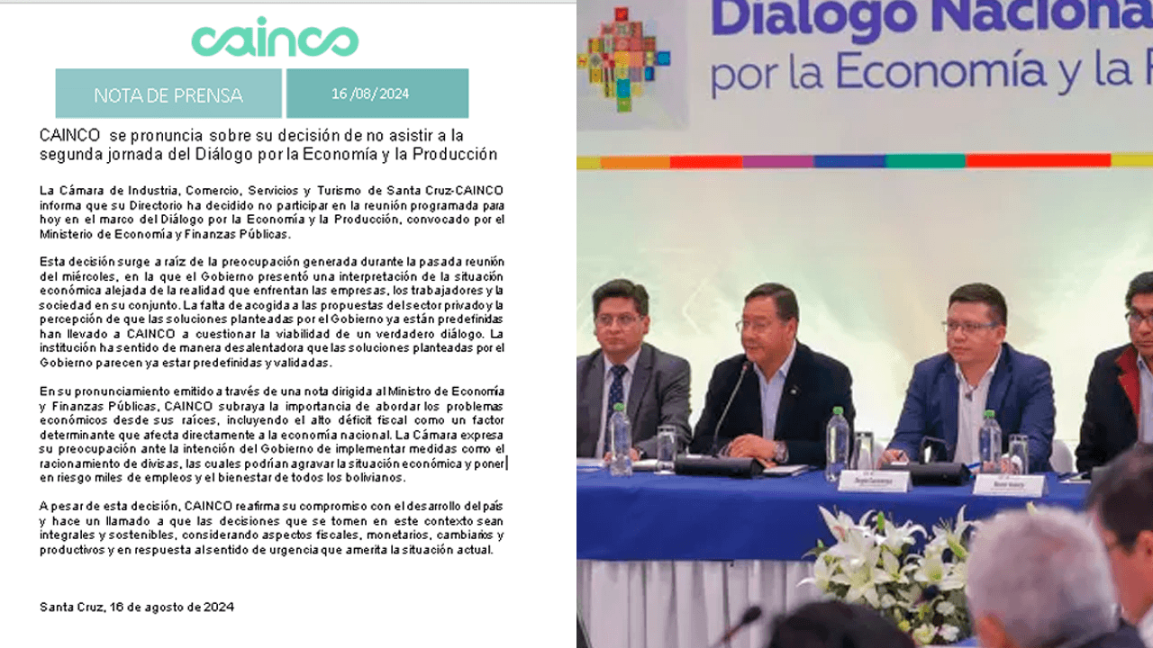 Controversia en el diálogo entre gobierno y empresarios de Bolivia