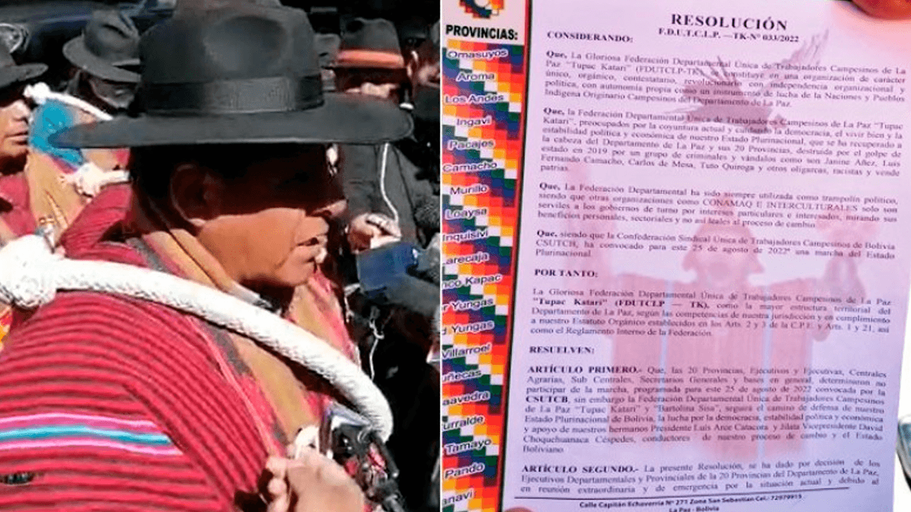 Campesinos de Túpac Katari deciden no participar en marcha de apoyo al Gobierno