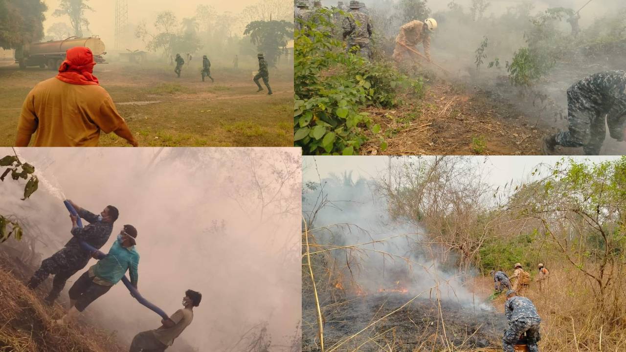 SAR-FAB y Soldados del GAT 62 Brindan Apoyo en la Mitigación del Incendio Forestal en Tumichucua