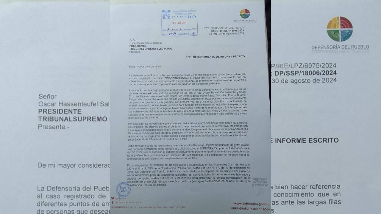 El defensor del pueblo solicita ampliación del plazo de empadronamiento para elecciones judiciales