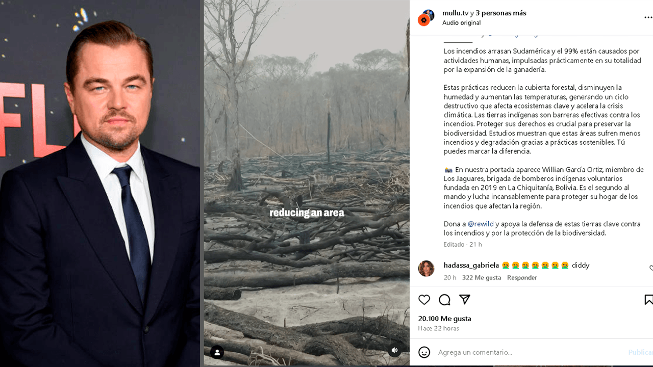 DiCaprio alerta sobre incendios en Bolivia en su perfil de Instagram