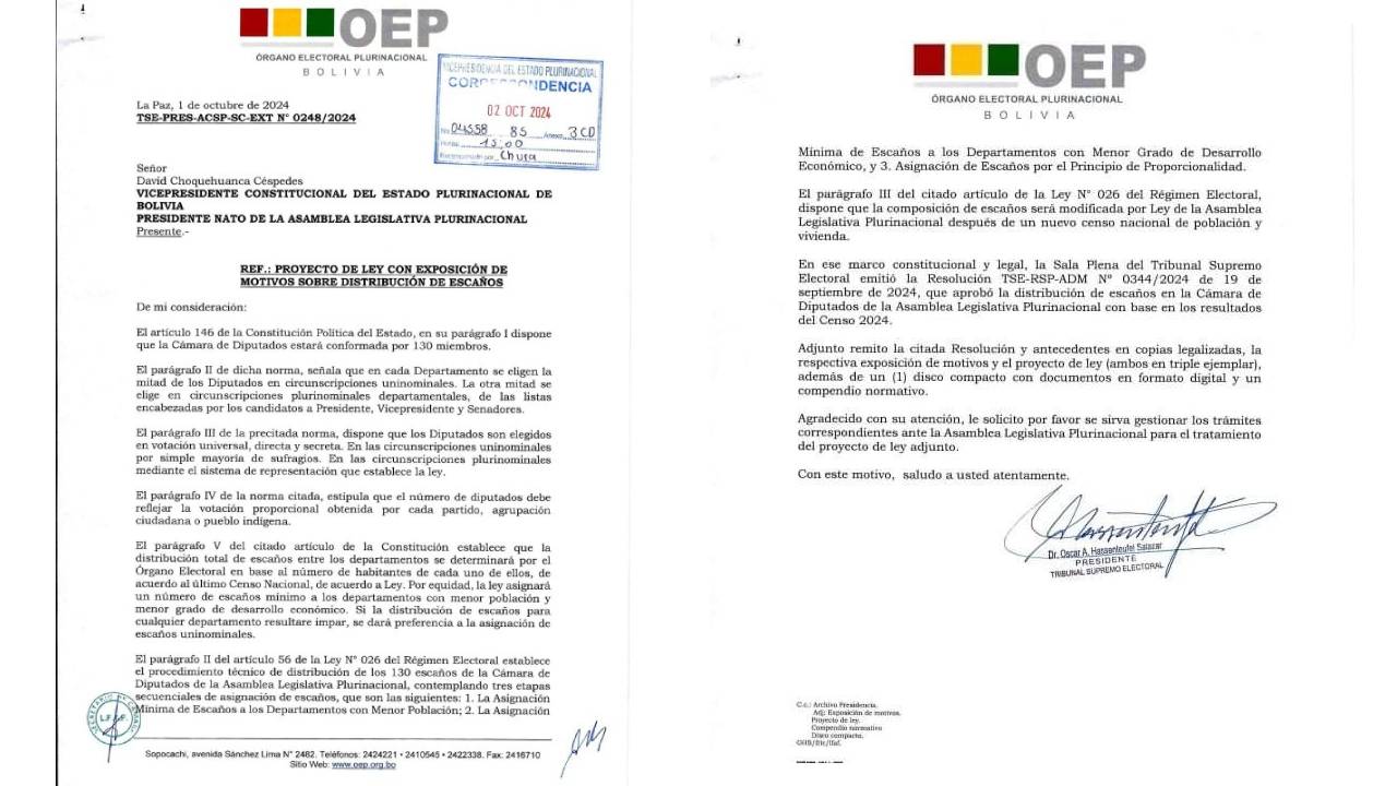 TSE remitió proyecto de ley de distribución de escaños a la vicepresidencia