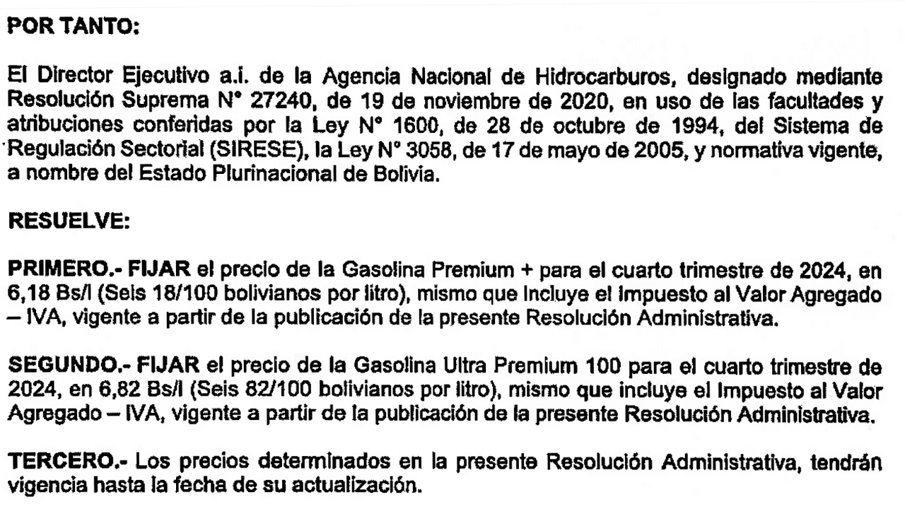 Suben los precios de la gasolina premium y ultra premium en Bolivia: nuevo ajuste impacta en los consumidores