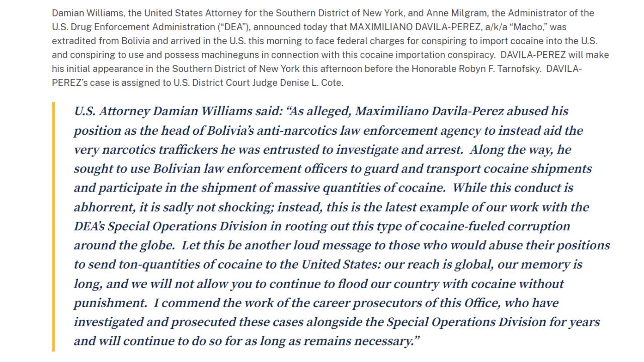 Este es el documento con el que Estados Unidos confirmó la llegada de Maximiliano Dávila a Nueva York