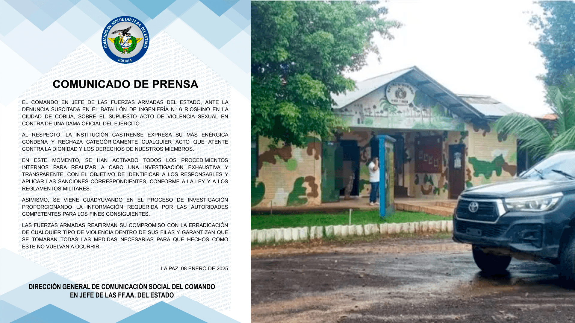Fuerzas Armadas condenan y toman acciones ante denuncia de violencia