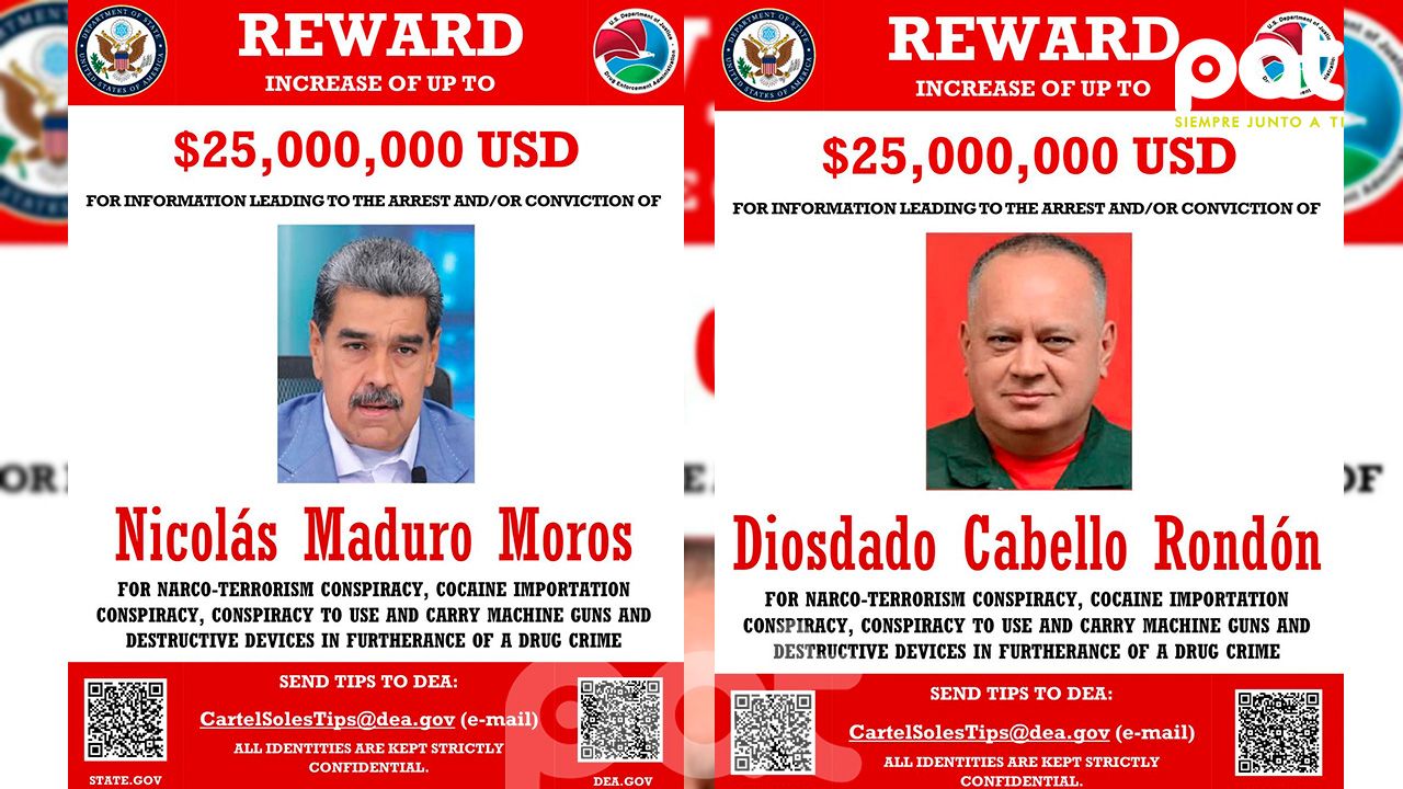EE.UU. actualiza las recompensas por Nicolás Maduro y dos de sus ministros