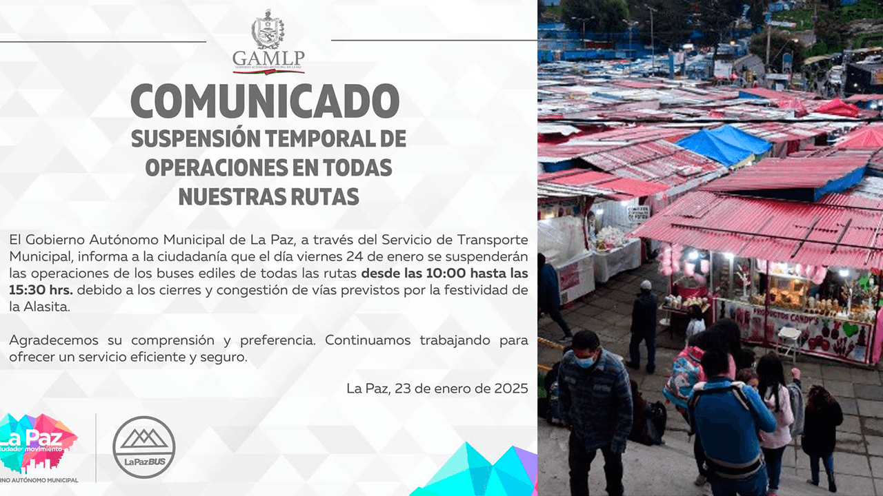 Los buses municipales de La Paz suspenden operaciones temporales por la festividad de alasita