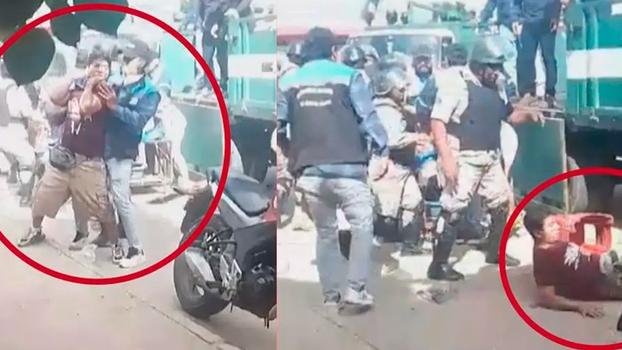 Funcionario reduce a un hombre con violencia durante decomiso municipal