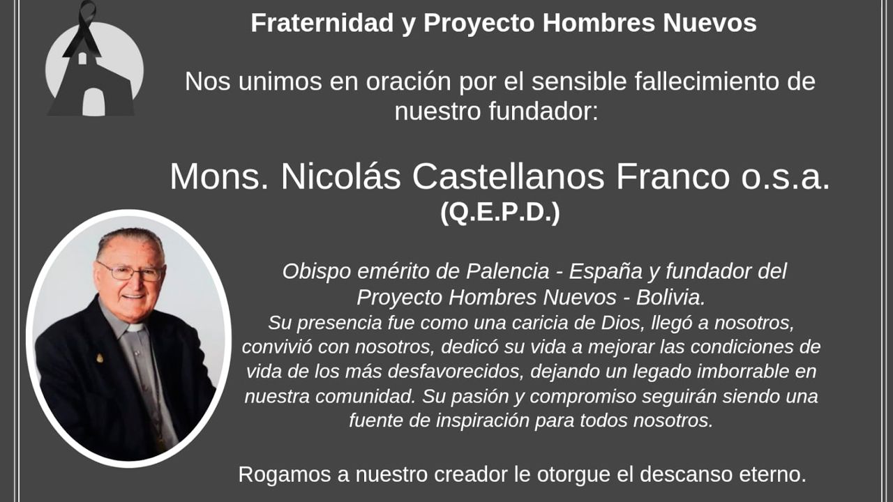 Fallece Monseñor Nicolás Castellanos a los 90 años en Santa Cruz