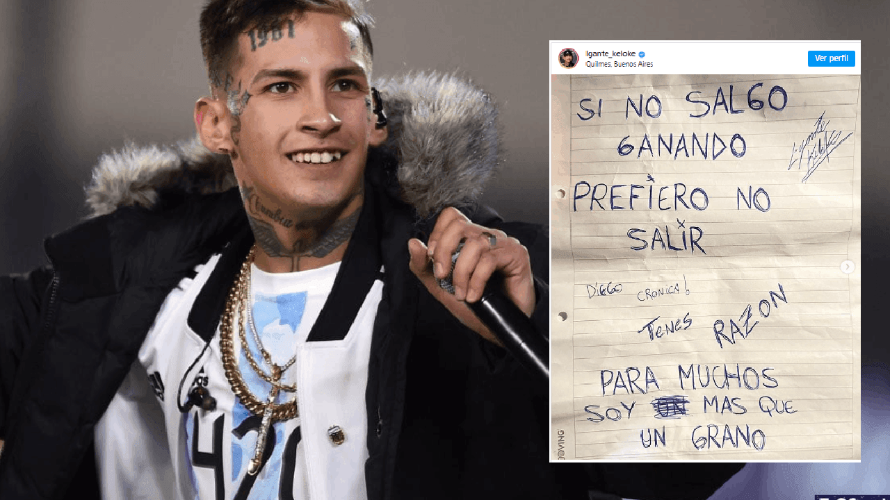 L-Gante publicó una carta en su Instagram tras su detención