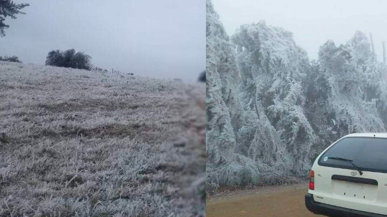 Zonas más altas de los  Valles Cruceños se  visten de blanco.