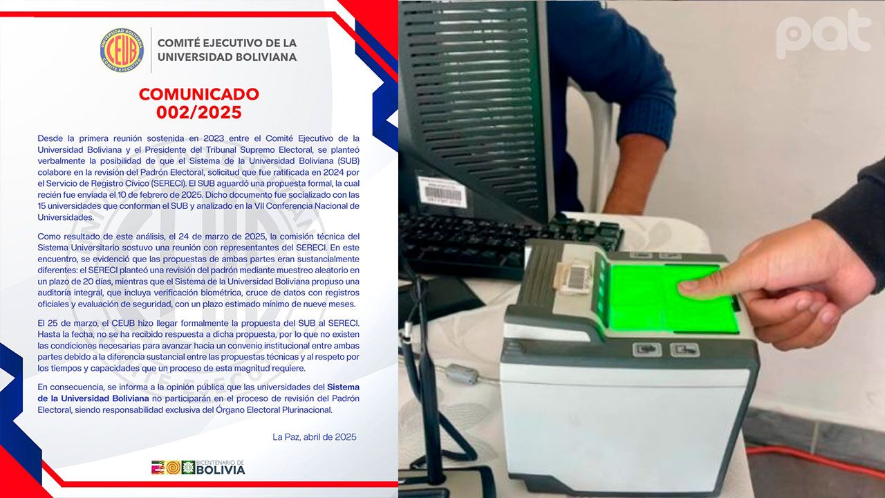 Universidades Bolivianas no participarán en revisión del padrón electoral