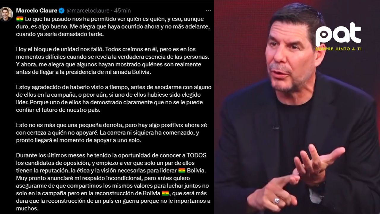 Claure rompe con el Bloque de Unidad y anuncia que pronto definirá a quién apoyará 
