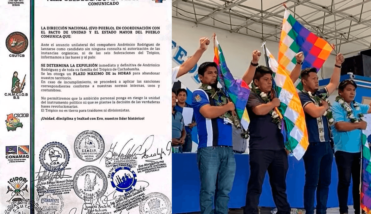 Expulsan a Andrónico del trópico de Cochabamba