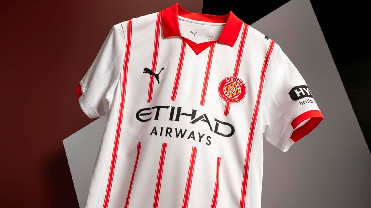 Girona lanza su camiseta 2025/26  con diseño blanco y franjas finas