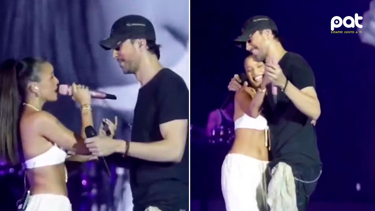 Emilia Mernes vivió un momento incómodo junto a Enrique Iglesias en pleno show