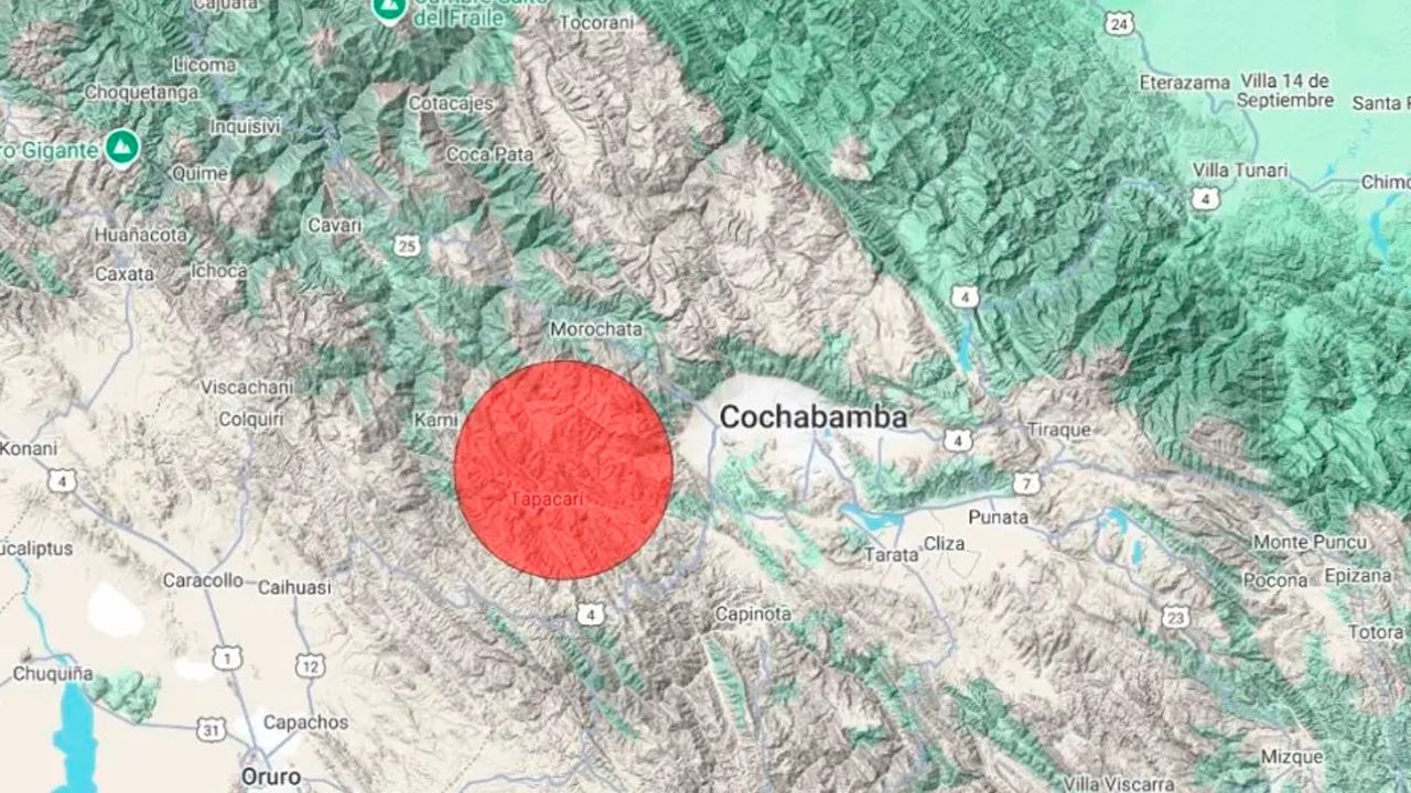 Sismo de magnitud 3.6 sacude la provincia Tapacarí en Cochabamba