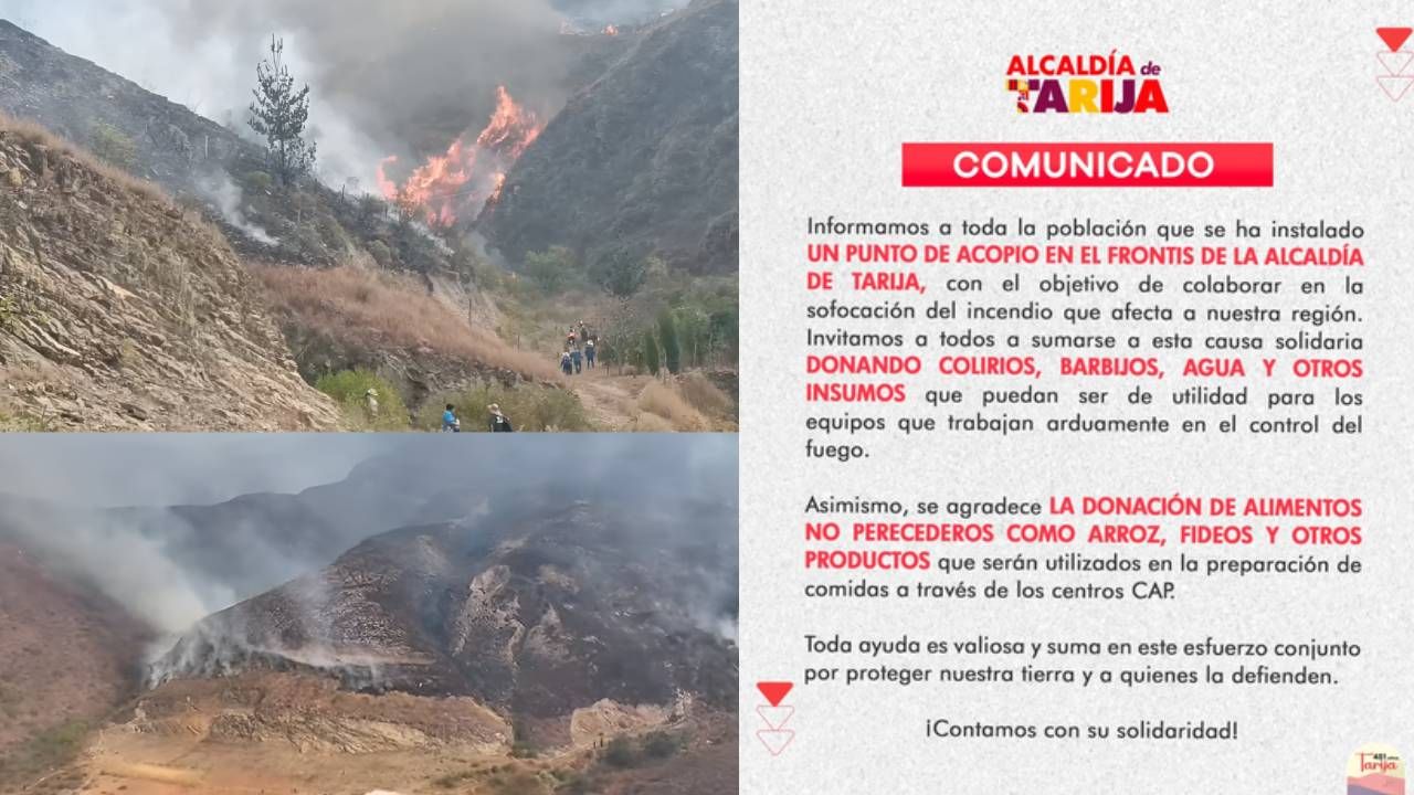 Tarija: tres focos de calor activos y se reactiva el incendio en el Sama