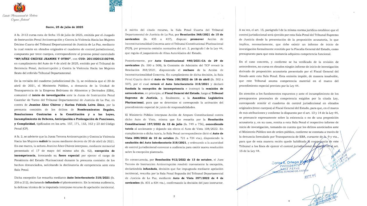 Sala penal del TSJ  ordena remitir antecedentes al ministerio público en caso eba