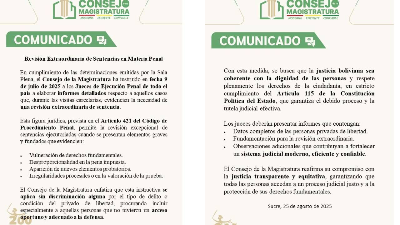 Consejo de la Magistratura instruye revisión de sentencias para garantizar justicia equitativa
