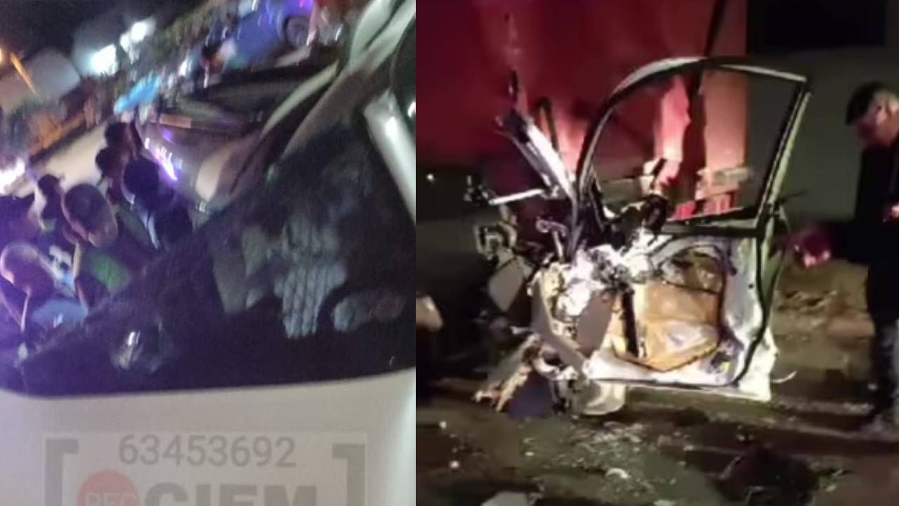 Accidente de transito en la Av. Virgen de Cotoca entre un camión y una vagoneta