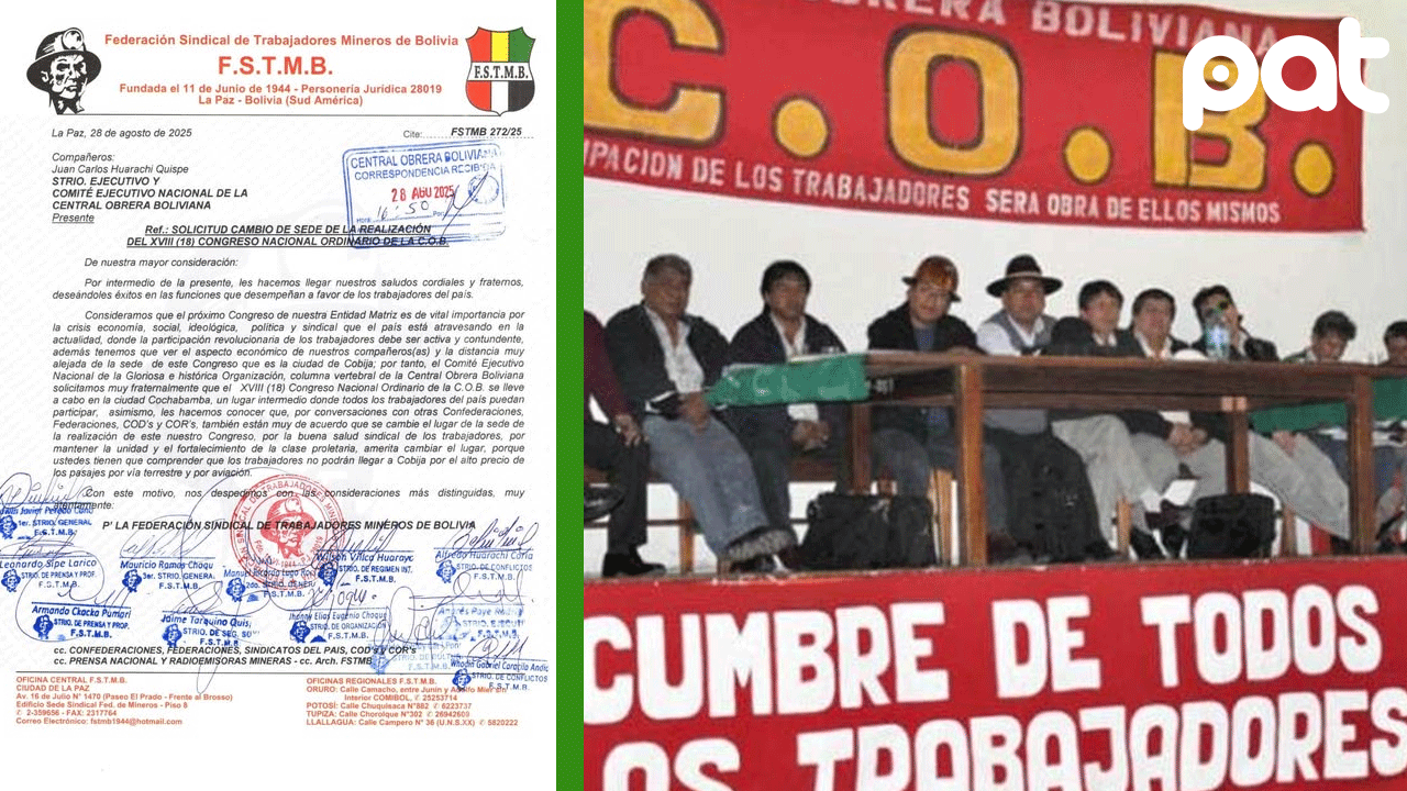Sectores de la C.O.B. solicitan cambio urgente de sede Congreso