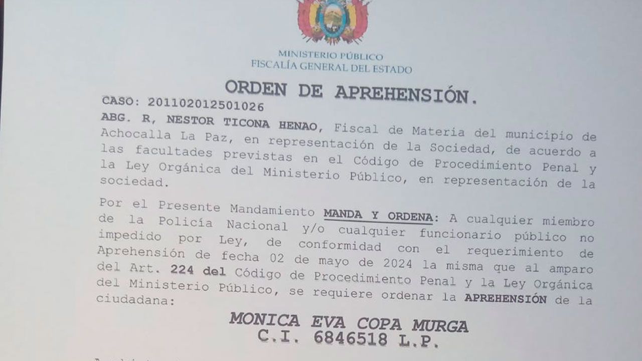 Emiten orden de aprehensión  contra la alcaldesa de El Alto Eva  Copa por el caso Mazamorra