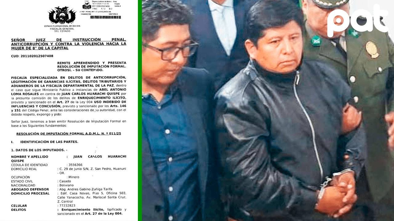 Fiscalía imputa formalmente a Huarachi y pide seis meses de detención preventiva