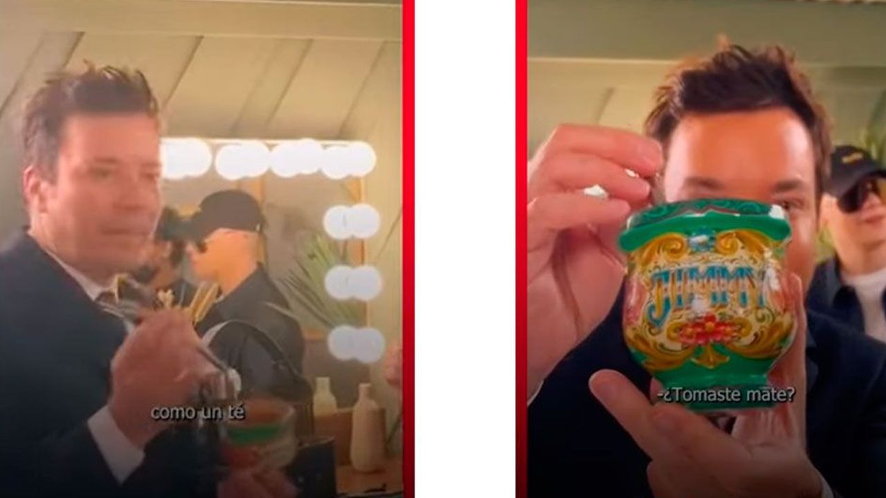 Bizarrap le regaló un mate a Jimmy Fallon, en su visita a la TV con Shakira