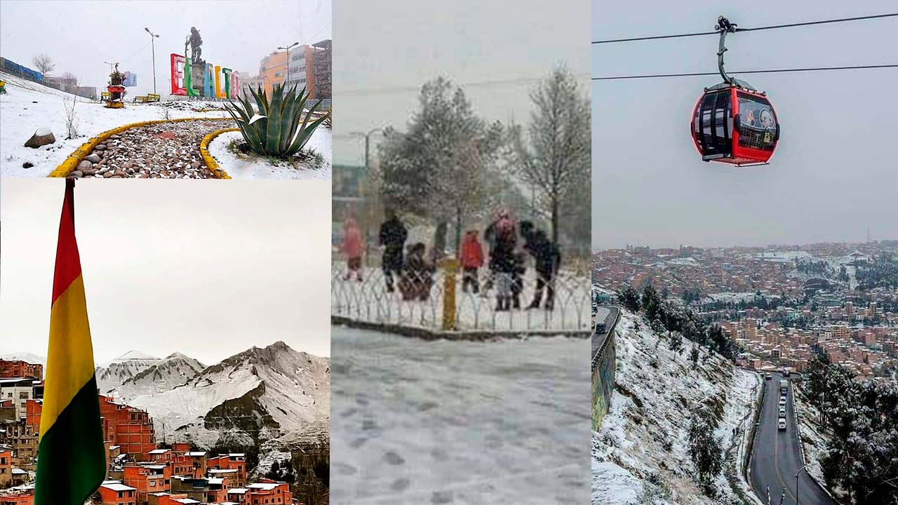 Intensa nevada en El Alto cubre calles y causa demora de vuelos