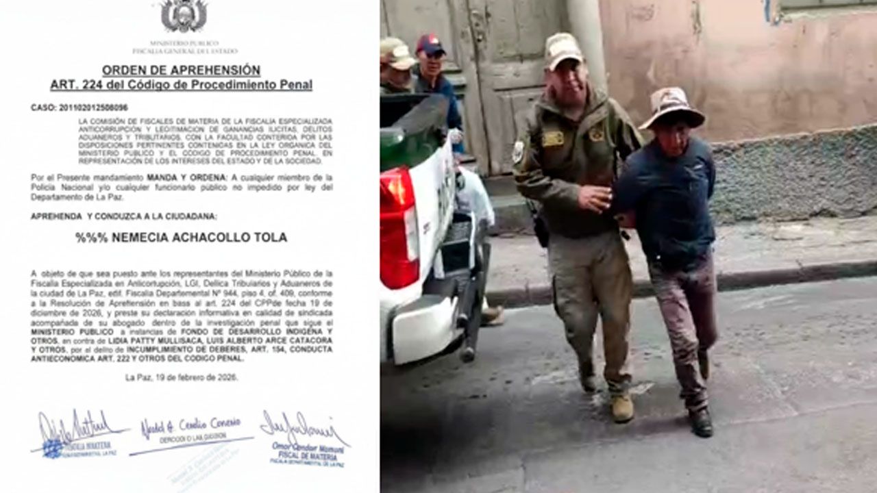 Emiten orden de aprehensión contra Nemecia Achacollo Tola