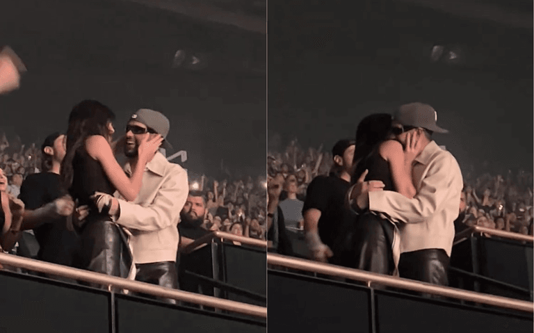 Descubren a Bad Bunny besándose con Kendall Jenner en el concierto de Drake