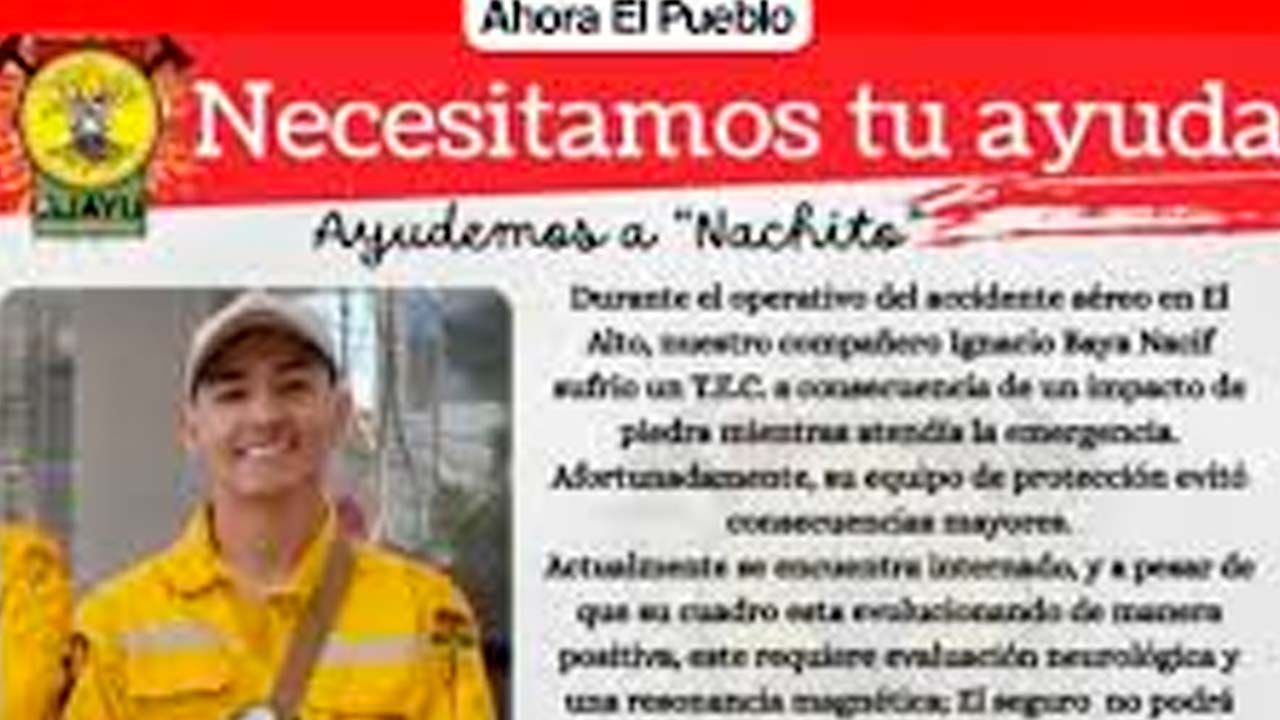 Bombero voluntario herido tras ayudar en tragedia aérea de El Alto necesita apoyo para su recuperación