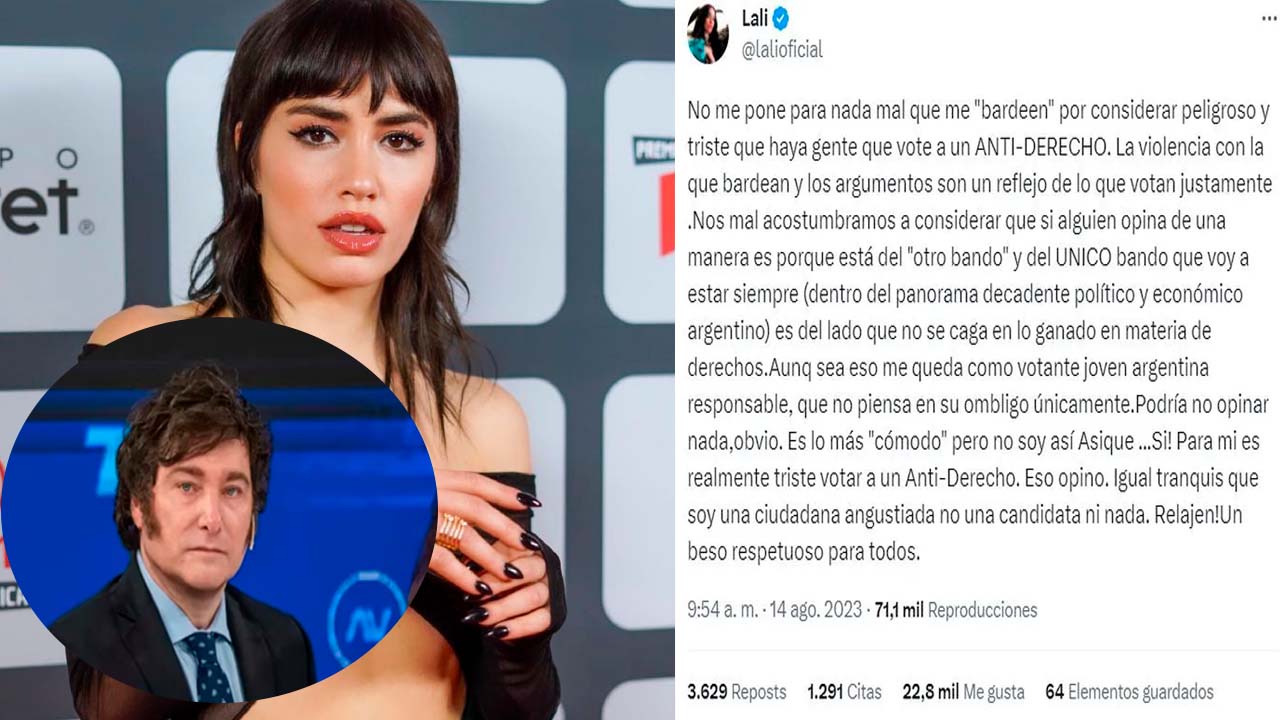 Lali Espósito responde fieramente a críticas por opinar sobre Javier Milei 