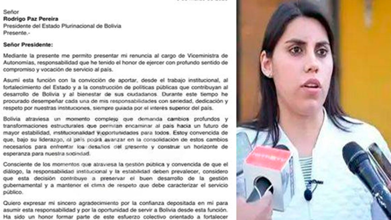 Andrea Barrientos renuncia al Viceministerio de Autonomías