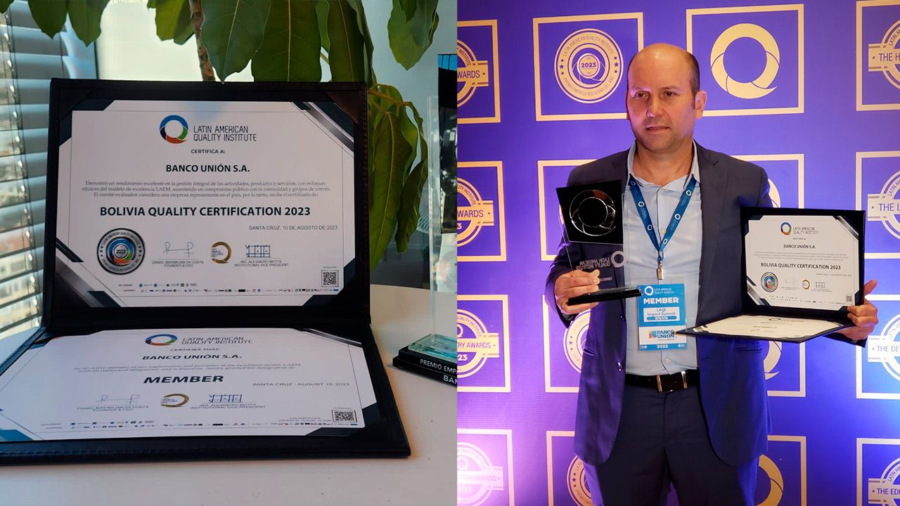 Banco Unión recibe un reconocimiento como empresa boliviana del año 2023