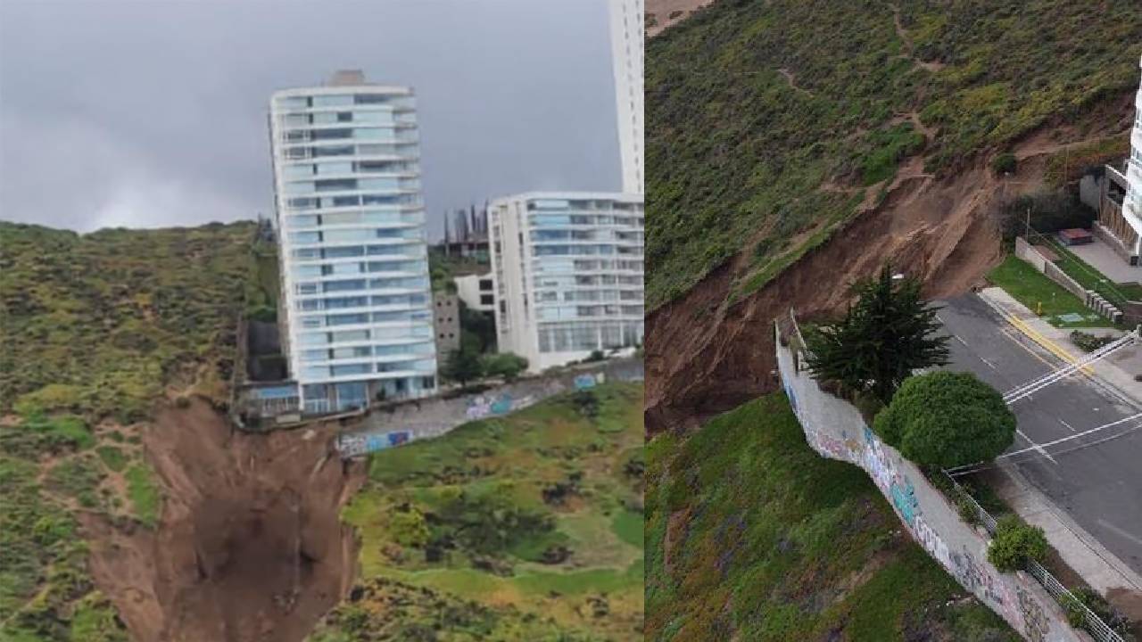 Edificio de 17 pisos quedó al borde del colapso en Chile debido a socavón por lluvias