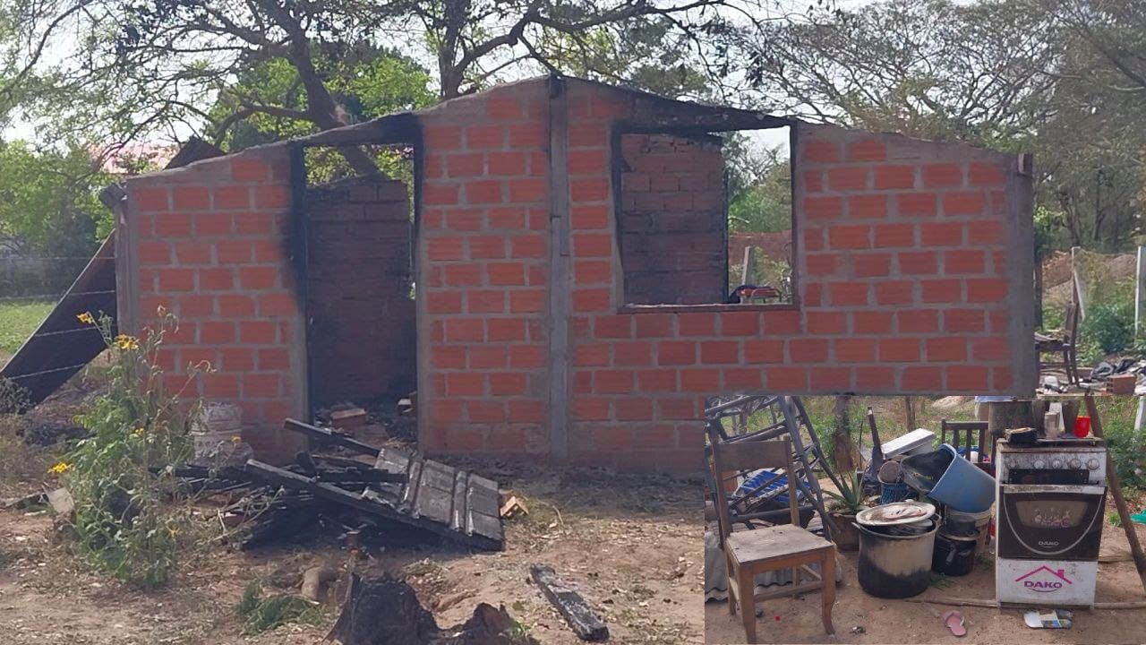 Sujeto golpeó brutalmente a su esposa, luego procedió a incendiar su propia casa