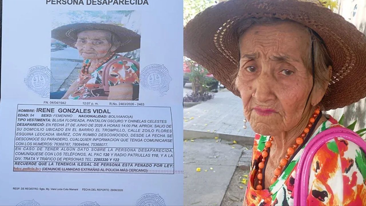 Buscan a Irene Gonzales Vidal, de 84 años, desaparecida desde el 27 de junio