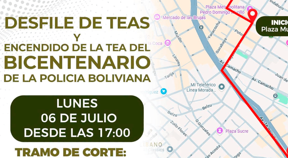 Cierre de vías en el centro paceño por el Desfile de Teas